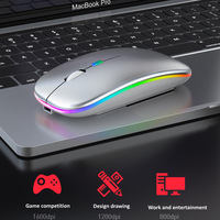 Bezprzewodowa mysz RGB Bluetooth mysz komputerowa cichy akumulator ergonomiczny Mause z podświetlany diodami LED optyczne USB myszy na PC Laptop 5